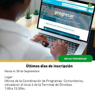 Últimos días de inscripción a las Becas PROGRESAR  Muicipalidad de Tartajal.